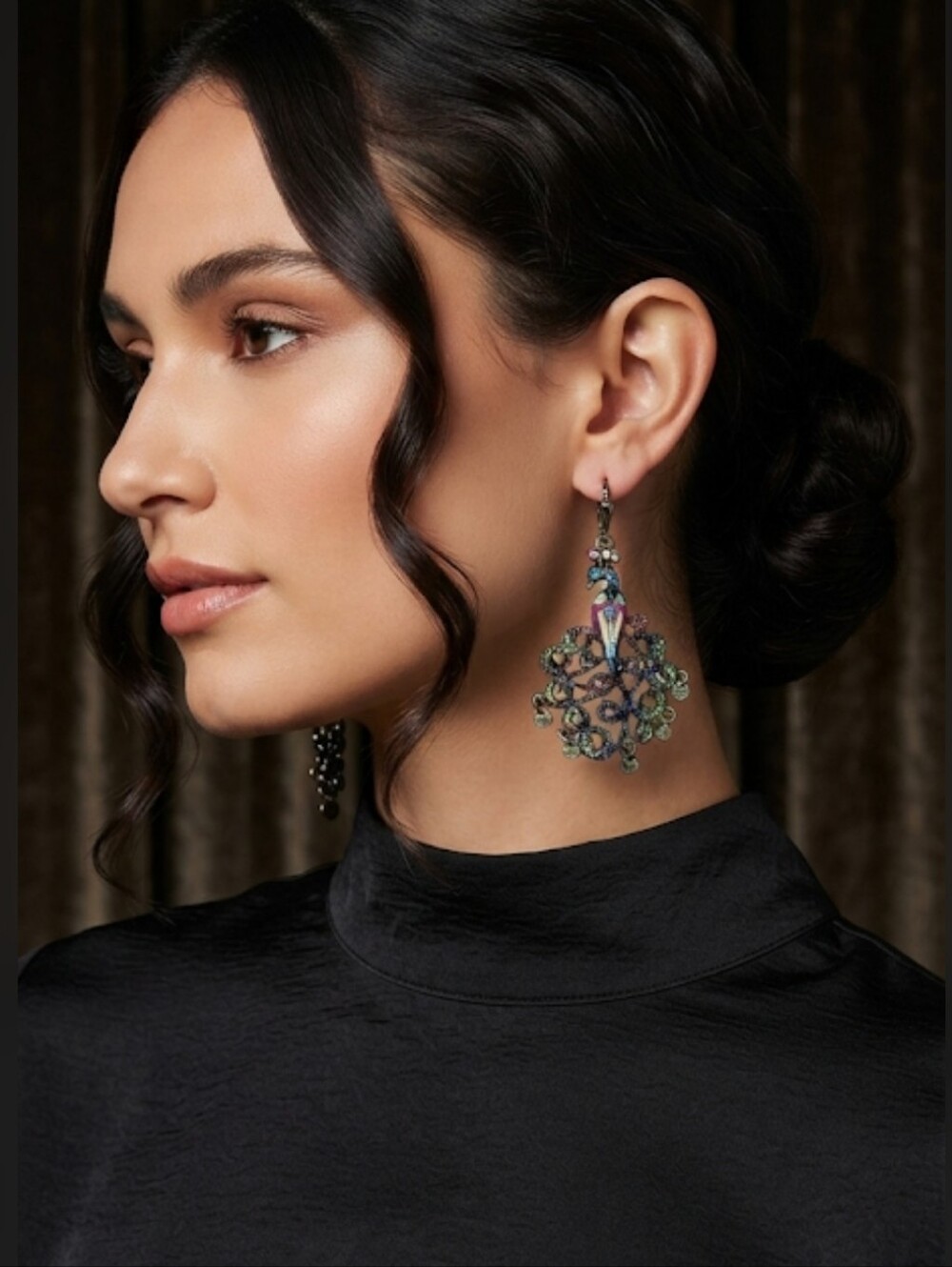 Betsey Johnson "Morocco Adventure" Peacock Chandelier Earrings Retired Design